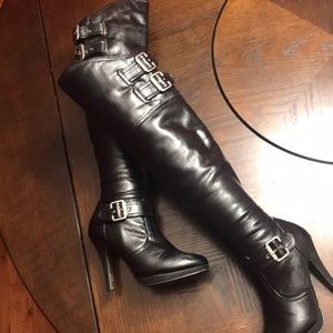 Black Leather Knee Boots🔥😍🔥